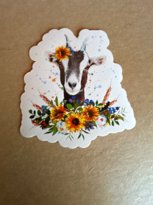 Floral Goat Sticker